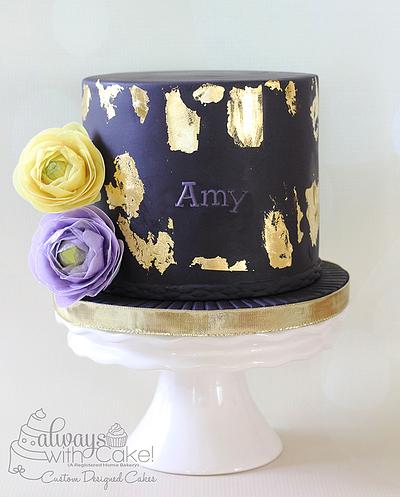 Gold Leafing and Ranunculus - Cake by AlwaysWithCake