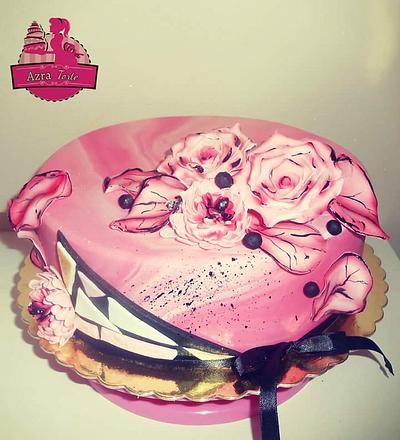 Marble pink black cake - Cake by AzraTorte
