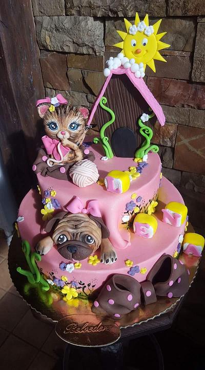 Cat &Pug cake - Cake by Jelena Markus
