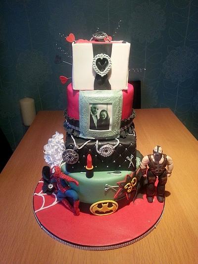 His 'n' hers Engagement cake - Cake by lisa-marie green