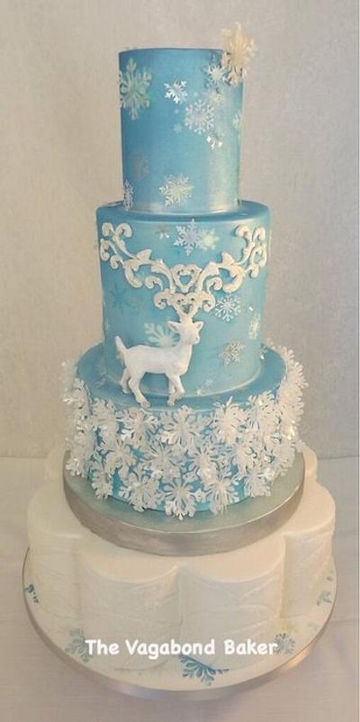 Reindeer and Snowflakes cake. - Cake by The Vagabond Baker