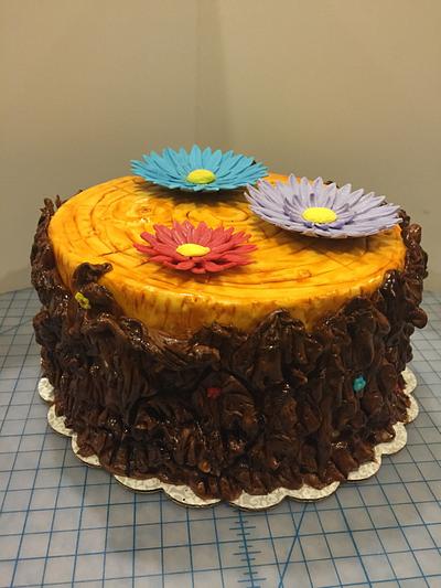 Tree Trunk Cake with Gerbara Daisies - Cake by Joliez