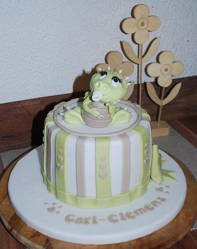 Christening Cake with little Dragon - Cake by Simone Barton