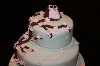 Owl & Cherry Blossom Cake - Cake by Helen Campbell