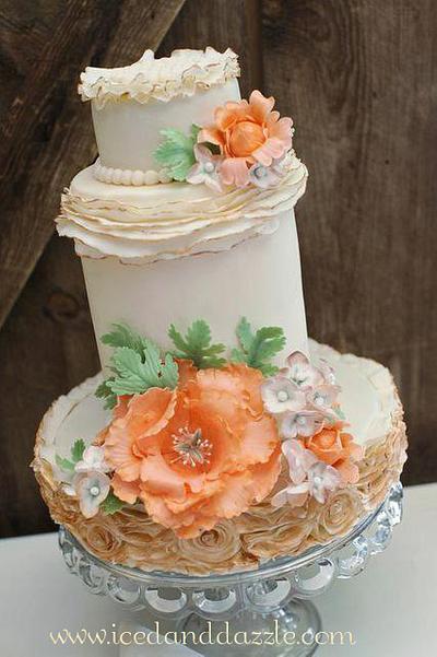 Peach Peony with Ruffles - Cake by Linda Cloutier