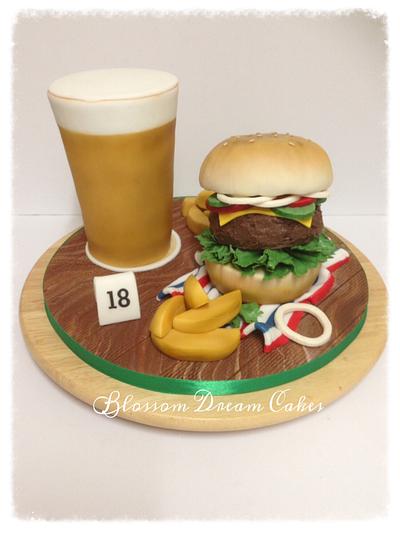 Burger & Pint for Eric - Cake by Blossom Dream Cakes - Angela Morris
