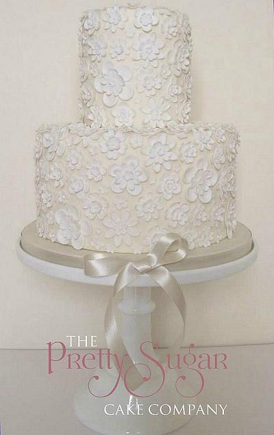 Pretty floral lace wedding cake - Cake by The pretty sugar cake company