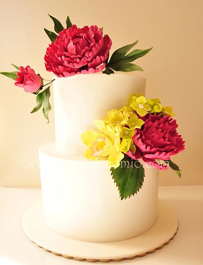Peony Engagement Cake - Cake by Pasticcino Mio