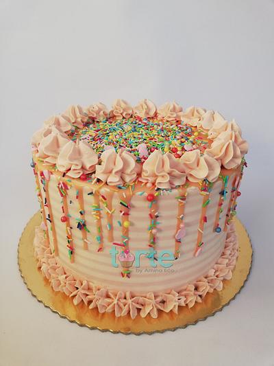 Sprinkles & stripes birthday cake - Cake by Torte by Amina Eco