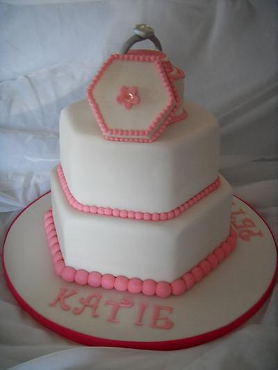 Ring Box Topper Hexagonal Engagement Cake - Cake by Christine