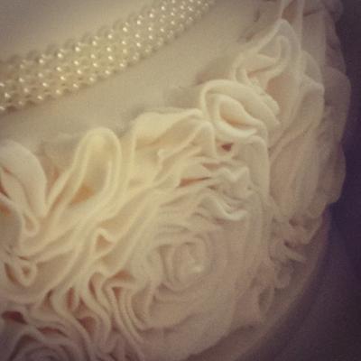 Ruffle and jewel wedding cake - Cake by Tracey