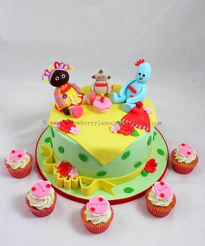 Iggle Piggle, Makka Pakka and Upsy Daisy Cake with Cupcakes - Cake by Strawberry Lane Cake Company