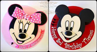 Mickey and Minnie Mouse- joint birthday cakes! - Cake by Leah Jeffery- Cake Me To Your Party