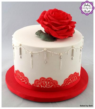 Red Rose - Cake by BakedbyBeth