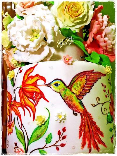 Cake with hummingbirds and flowers - Cake by Galya's Art 