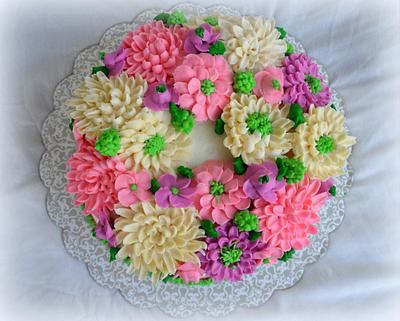 buttercream flower wreath - Cake by Divya iyer