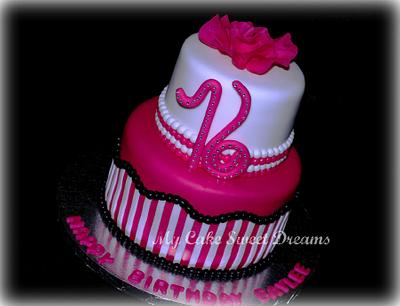 Hot Pink Sweet 16 - Cake by My Cake Sweet Dreams