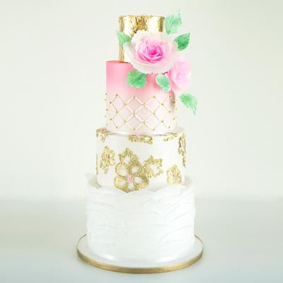 White And Gold, Ombre Wedding Cake   - Cake by Sugar Tree Cakerie