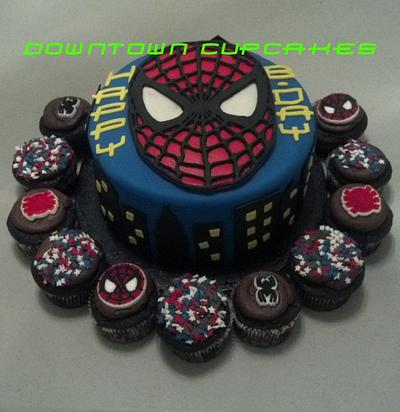 Spiderman Cake & Cupcake - Cake by CathyC