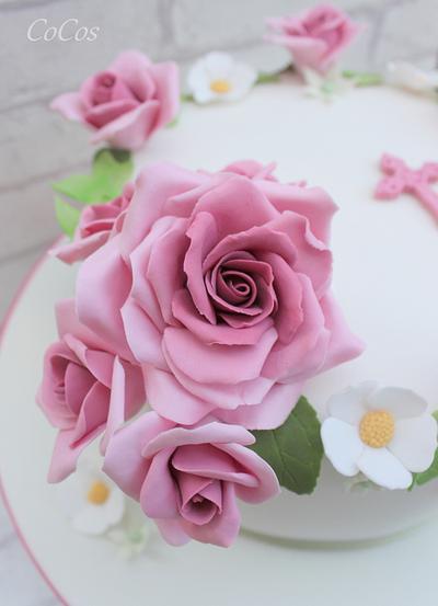 vintage roses confirmation cake  - Cake by Lynette Brandl