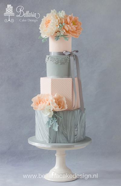 Hexagonal marbled wedding cake  - Cake by Bellaria Cake Design 