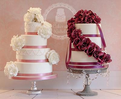 Plum Rose & Pink Satin Twin Display Cakes - Cake by CakesAtRachels
