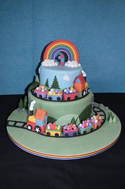 Choo Choo rainbow train - Cake by Linda Milne (the little cake room)
