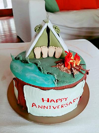 Anniversary Cake_ Camping - Cake by Bakes by D