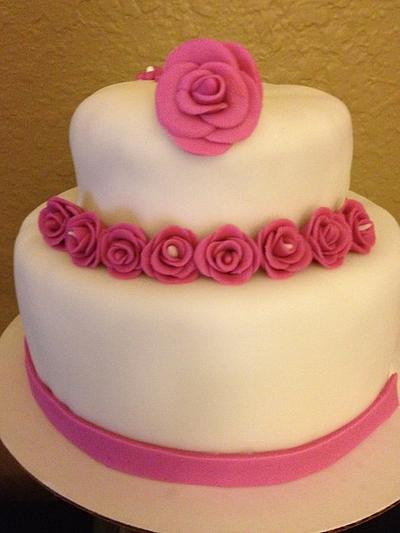 2 Tier Pink Roses Wedding Cake - Cake by Twins Sweets