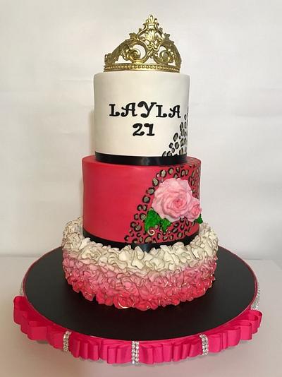 21st birthday cake with cheetah print - Cake by The Cake Mamba