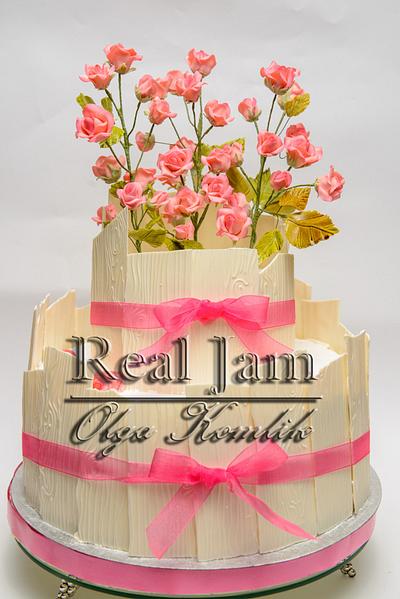 Wedding cake with chocolate and sugar roses - Cake by Olya