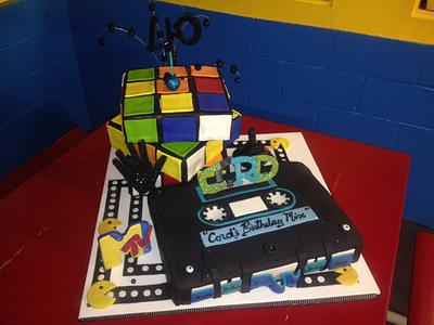 80's Cake Rubic Cube Cassette Joy stick and pacman - Cake by Irene Selby - Austin3DCakes