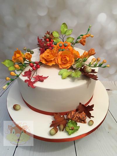 Autumn flowers - Cake by Elaine - Ginger Cat Cakery 