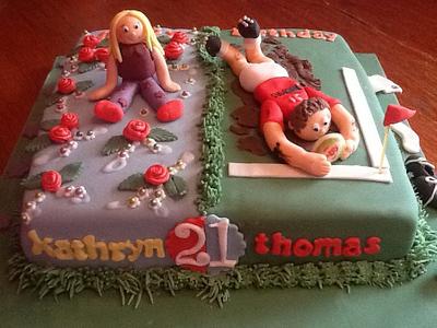 21st birthday for twins - Cake by CupNcakesbyivy