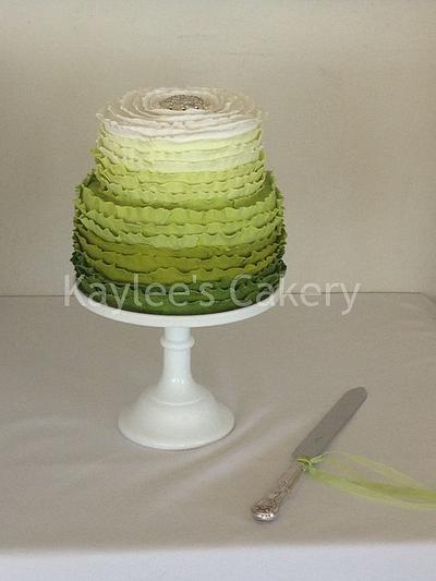 Green Ombre ruffle cake  - Cake by Kaylee