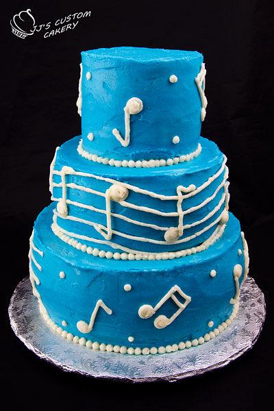 Blue and White Musical Birthday Cake - Cake by Jenn