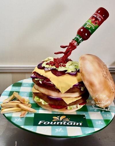 Fountain Hambuger cake - Cake by Who did the cake (Helen Wilkinson)
