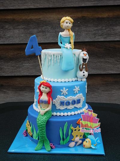 Ariel and Elsa cake - Cake by Liliana Vega