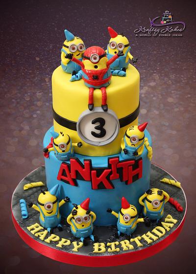 Minions theme cake  - Cake by Kraftsy Kakes (Sri)