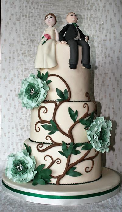 Unusual colours for a wedding cake! - Cake by Nonie's