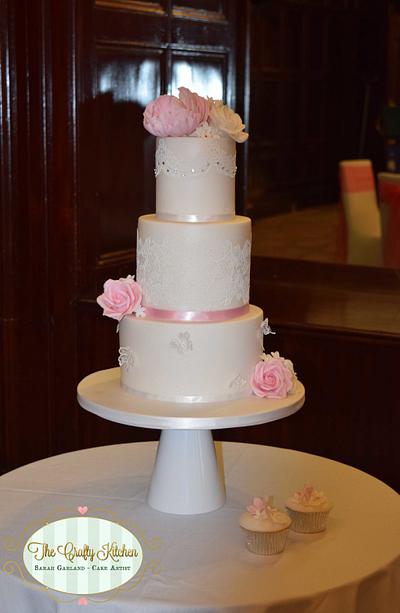 Delicate Pink & White Wedding Cake - Cake by The Crafty Kitchen - Sarah Garland