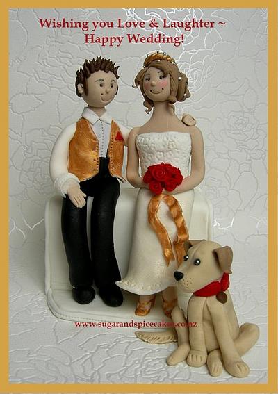 Bride & Groom Wedding Cake Topper with Labrador - Cake by Mel_SugarandSpiceCakes