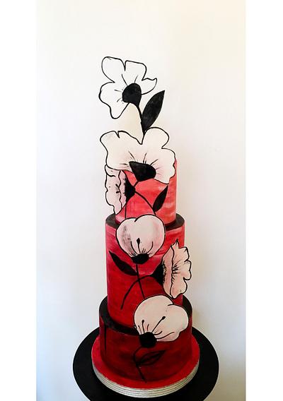 Brush painted cake with wafer paper detail - Cake by Savyscakes