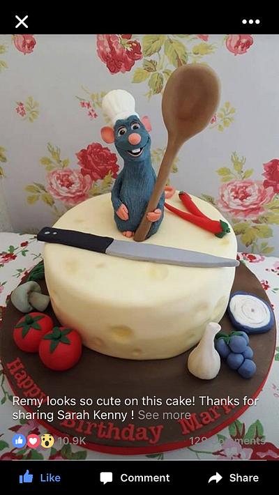 one of the few times, I'm sad to send this cake off with a client, I think  I'll just make a 2nd Remy as a keepsake for myself ☺️ #ratatouille  #littlechef #fondantfigurine :