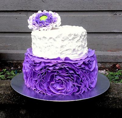 purple ruffle roses - Cake by cheeky monkey cakes