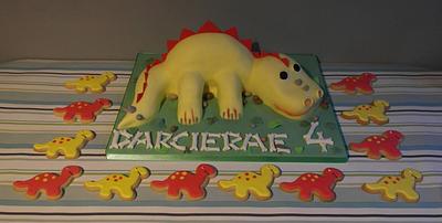 Dinosaur cake with matchng biscuits - Cake by BluebirdsBakehouse