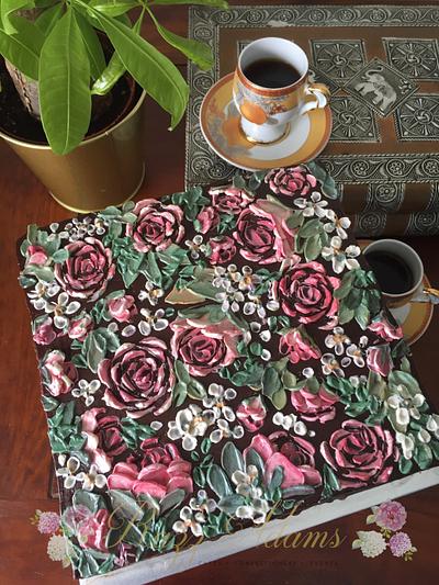 Palette Knife Painting-Rose Garden - Cake by Razz Adams