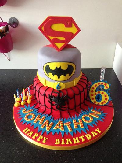 spiderman.superman and batman - Cake by Donnajanecakes 