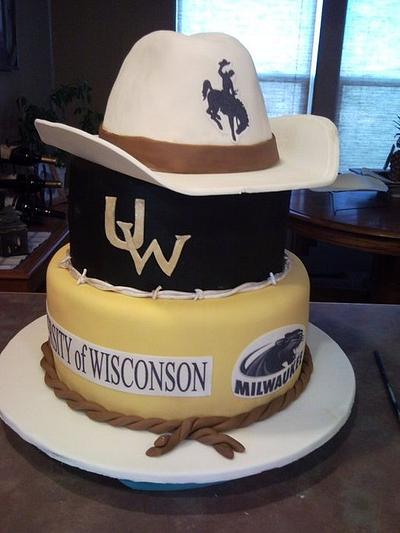 Univeristy of Wyoming and University of Wisconsin Graduation - Cake by lizscakes