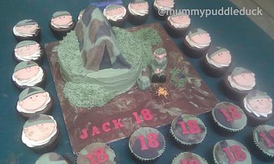 Army cake with soldier cupcakes - Cake by Mummypuddleduck